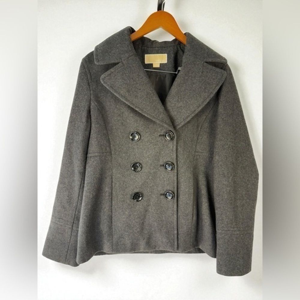Michael Kors Gray Wool Blend Double Breasted Peacoat Jacket Women’s Medium
